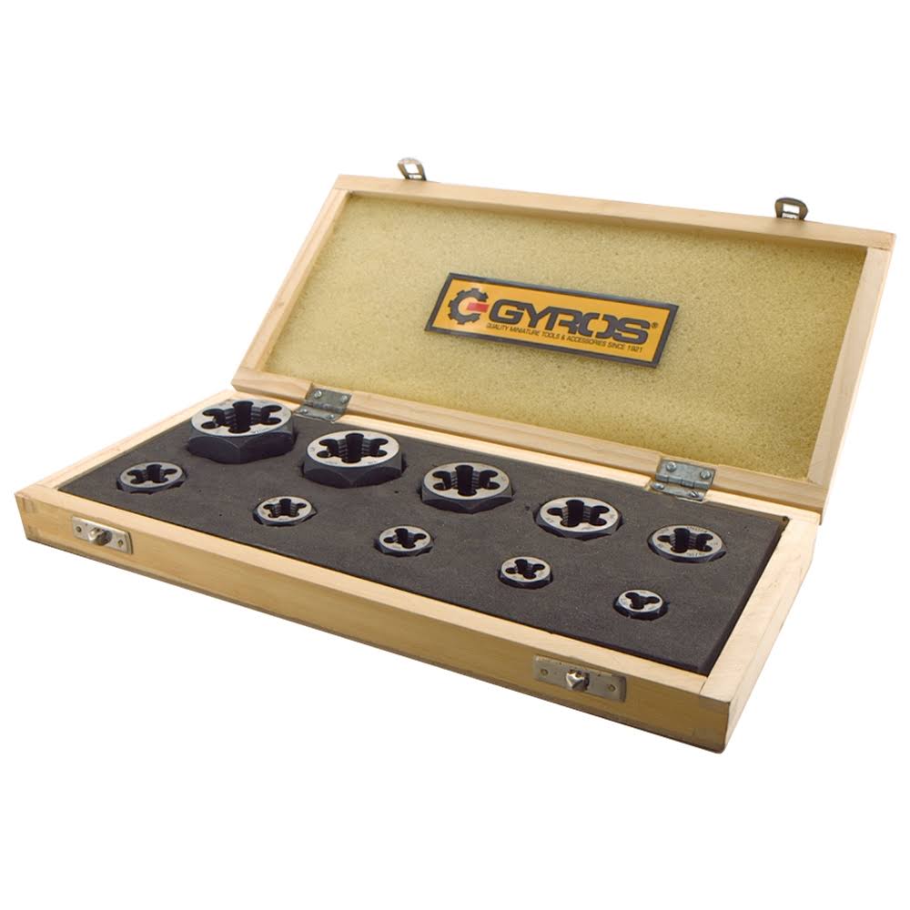 10 PC Left Handed Carbon Steel Hex Rethreading Die Set U230264