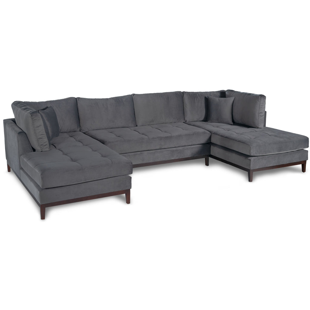 Gray Velvet U Shape Sectional Couch Y3506