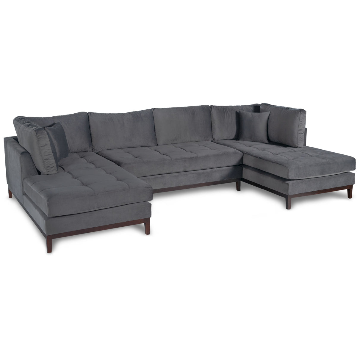 Gray Velvet U Shape Sectional Couch Y3506
