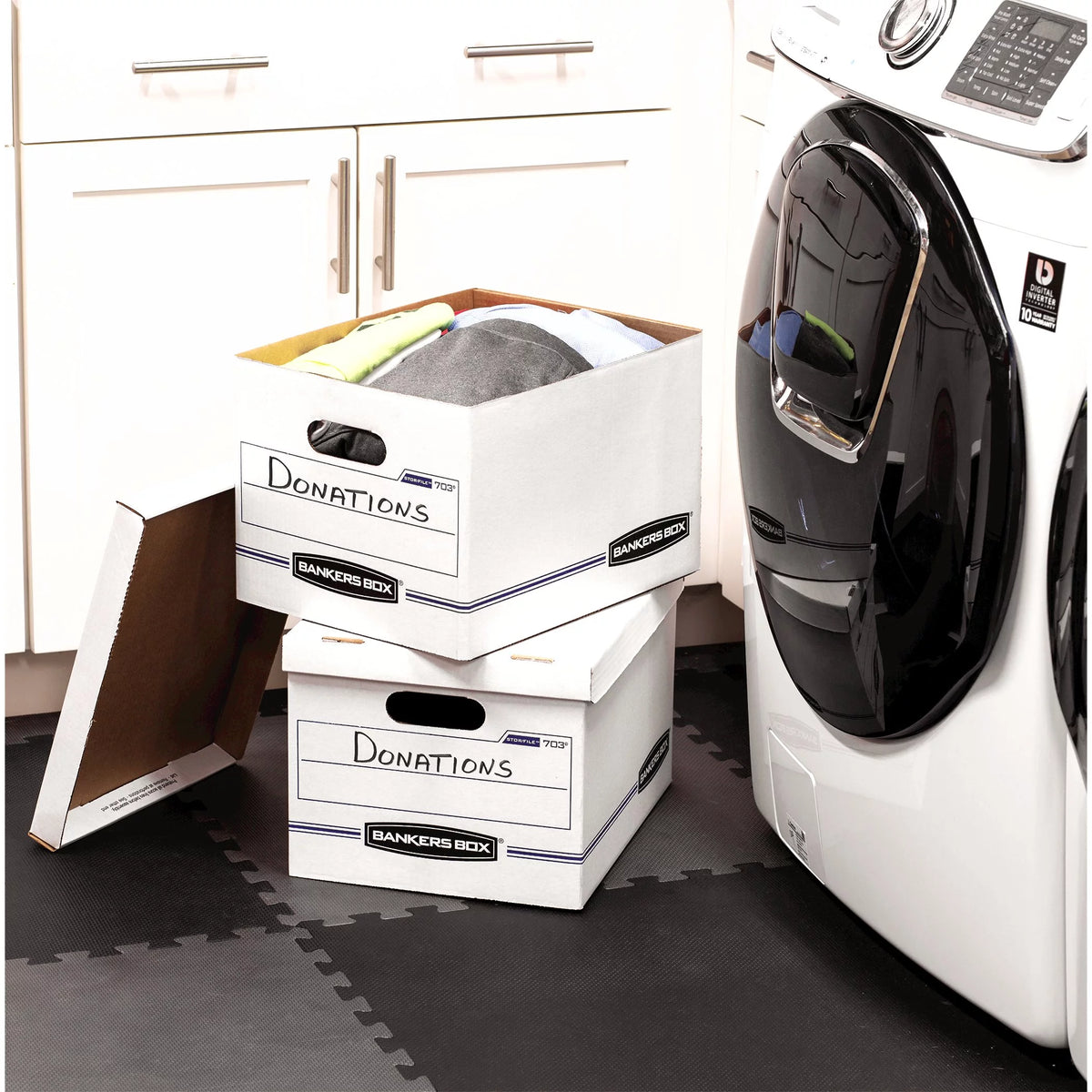 Letter/Legal Size Storage Boxes, 4 per Carton, White P2279