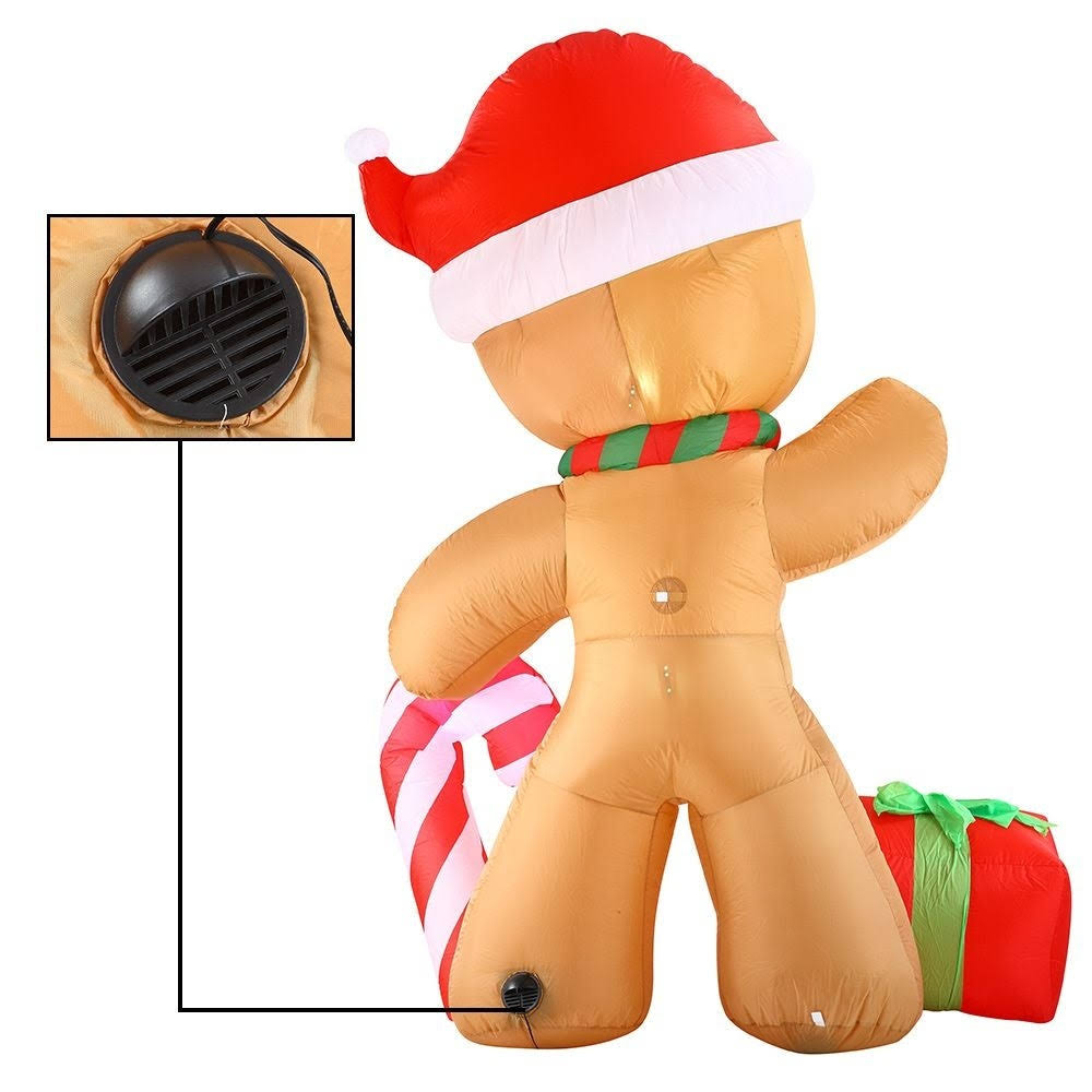8 ft. Tall Brown Red & White Plastic Gingerbread Man Inflatable I505316