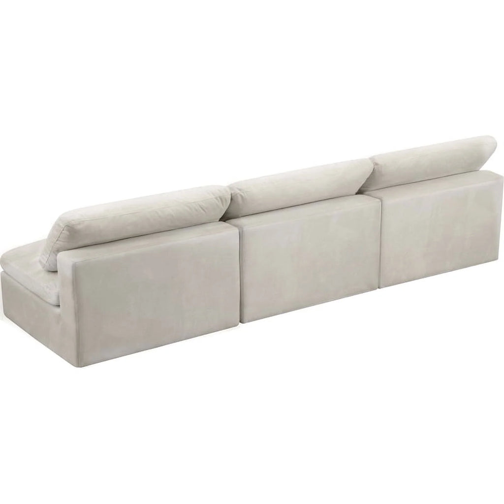 Cream Velvet Modular 3 Piece Armless Sofa J9767