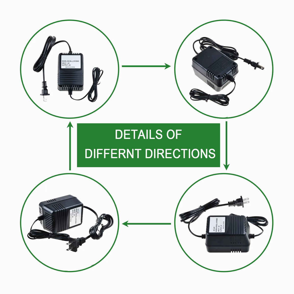 12V AC/AC Adapter Power Supply Charger with Barrel Round Plug Tip H96303