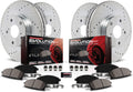Front and Rear Carbon Fiber Brake Pads with Drilled & Slotted Brake Rotors Kit S527645
