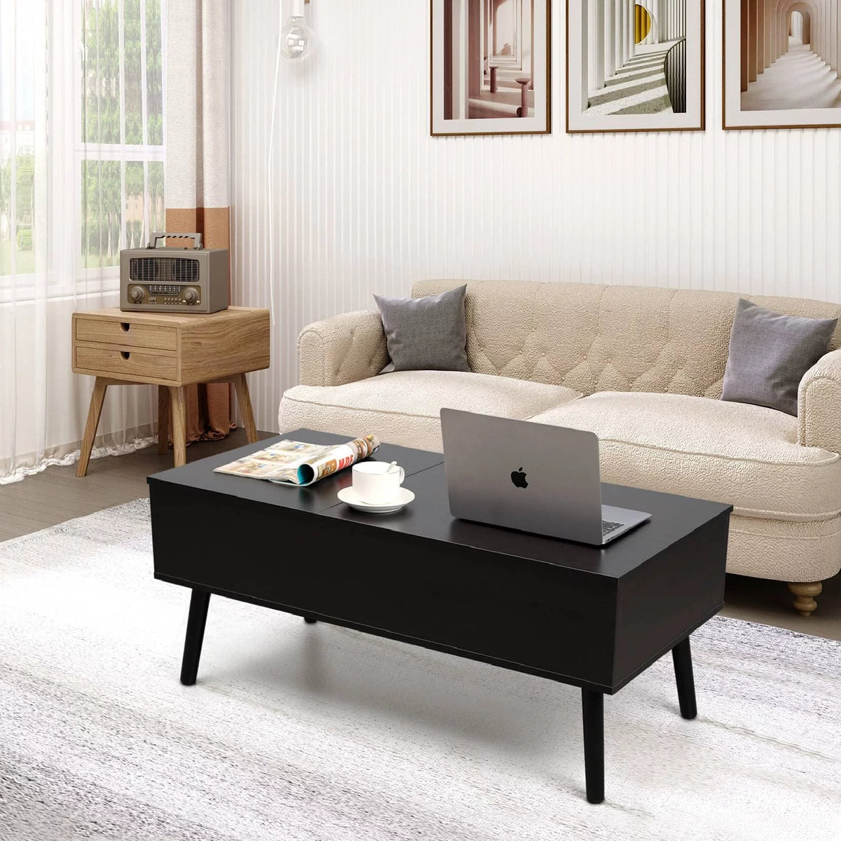 Black Lift Top Coffee Table with Storage D60731