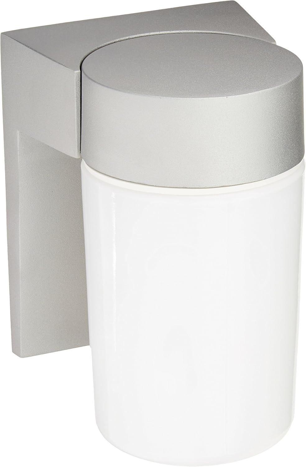 Satin Aluminum Outdoor Wall Mount Light with White Glass Cylinder Z96770