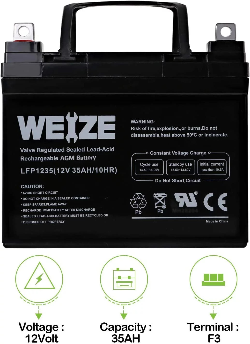 12V 35AH Sealed Lead Acid Rechargeable Deep Cycle SLA AGM Battery C494