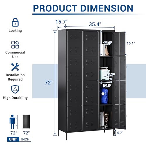 Blue Steel 3 Doors Metal Storage Locker G6243