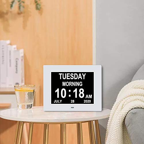 8 Inch Extra Large Calendar Day Date Time Clock with Non-Abbreviated Day Month Z43602
