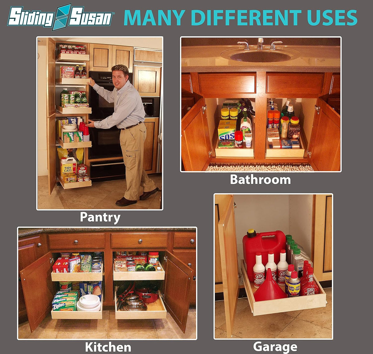 Sliding Susan Pull Out Cabinet Organizer, 14 x 21 V56279