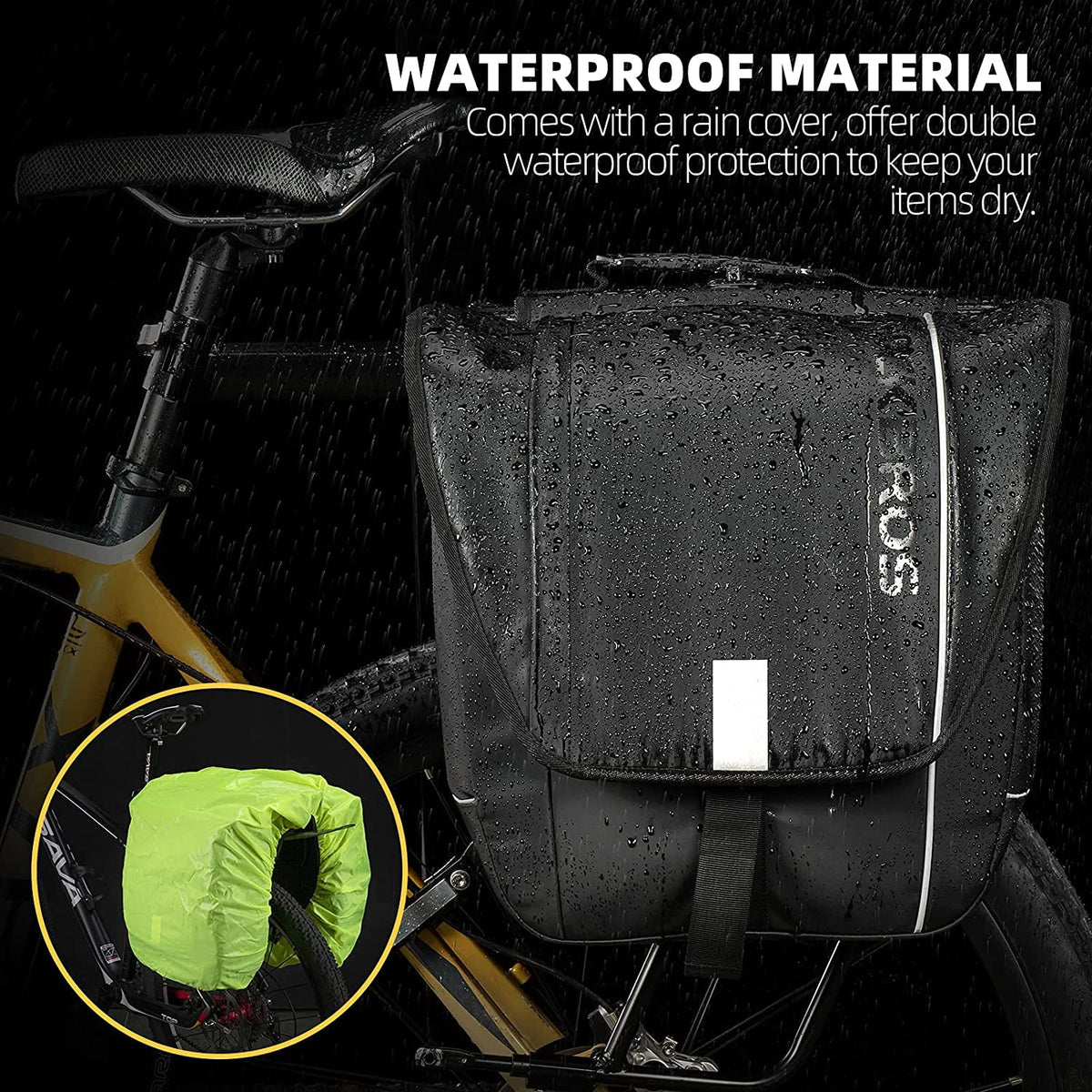 30L Waterproof Bike Pannier Bag with Rain Cover L90368