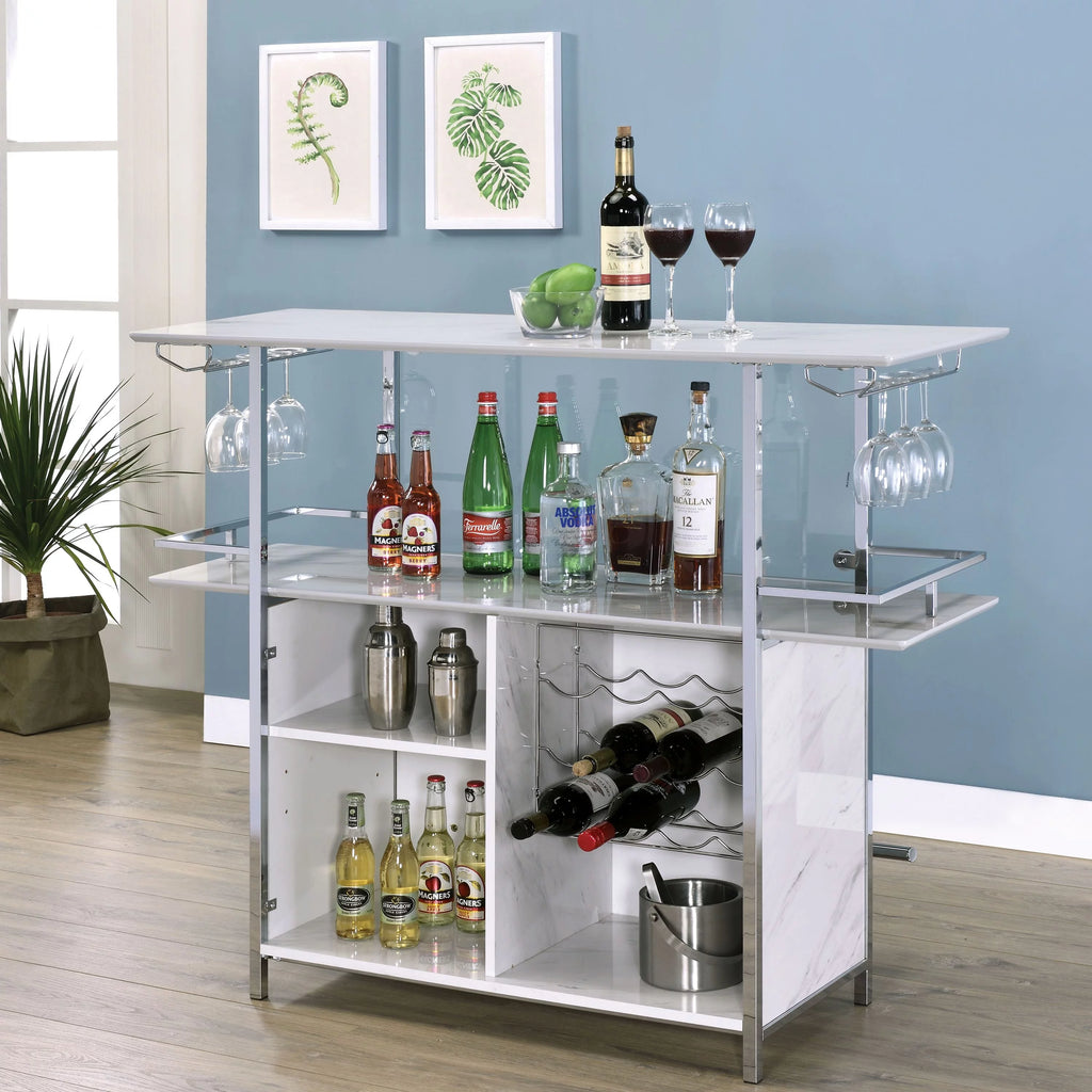 White and Chrome Bar Table K48433