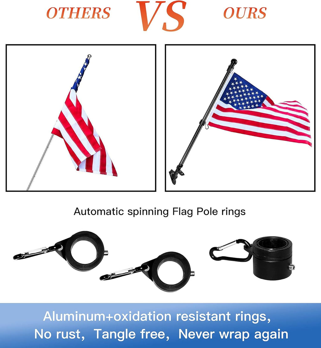 Black Carbon Fiber Flag Pole with Wall Mounted Holder Z169