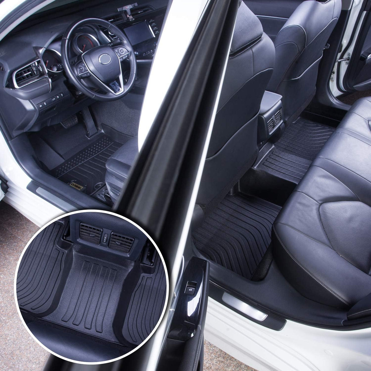 Black Heavy Duty All Weather Floor Mats Liners for Car Front and Rear O9062