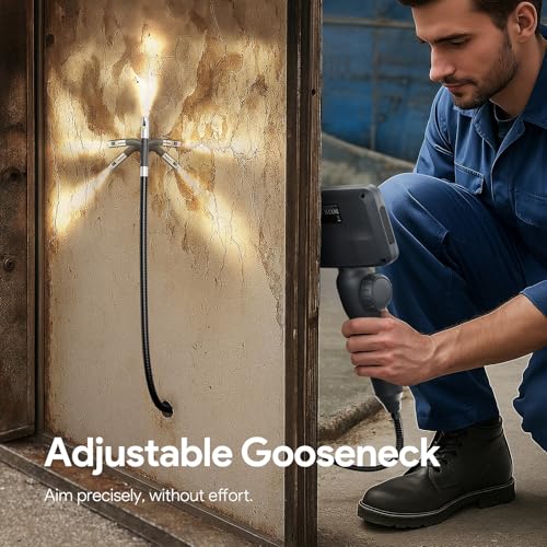 Dual Lens Articulating Endoscope Camera with Lights, 4.5" Screen, 5FT Flexible G457