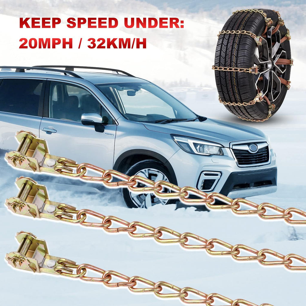 12 pcs Tire Chains for Cars with Adjustable Lock O996