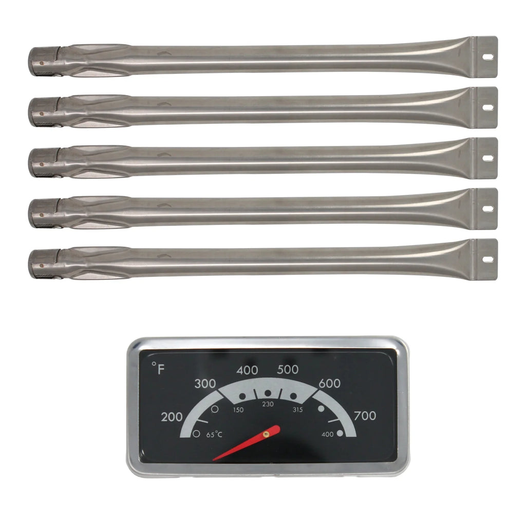 5 BBQ Gas Grill Tube Burner & 1 Thermometer Heat Indicator Replacement Parts M536