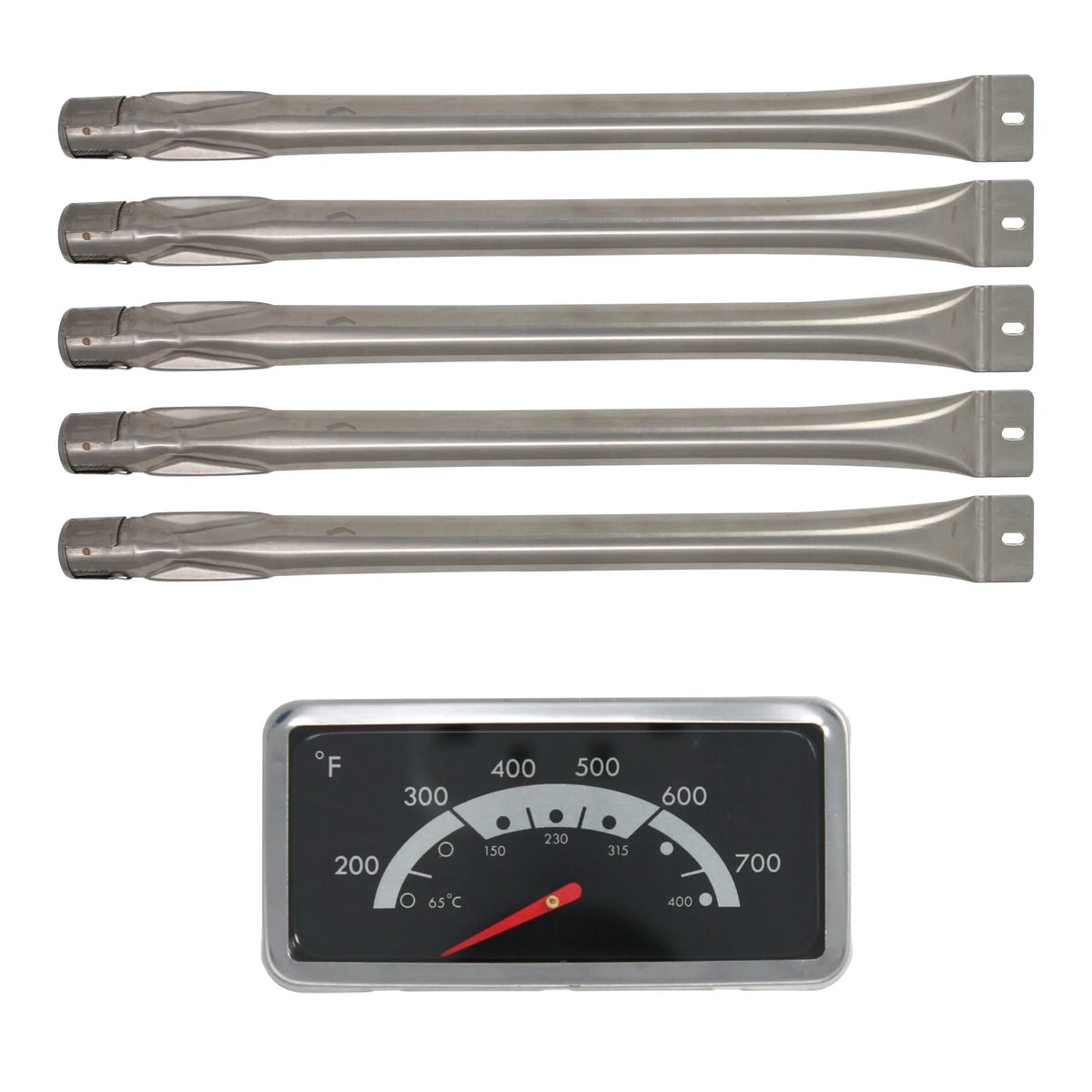 5 BBQ Gas Grill Tube Burner & 1 Thermometer Heat Indicator Replacement Parts M536