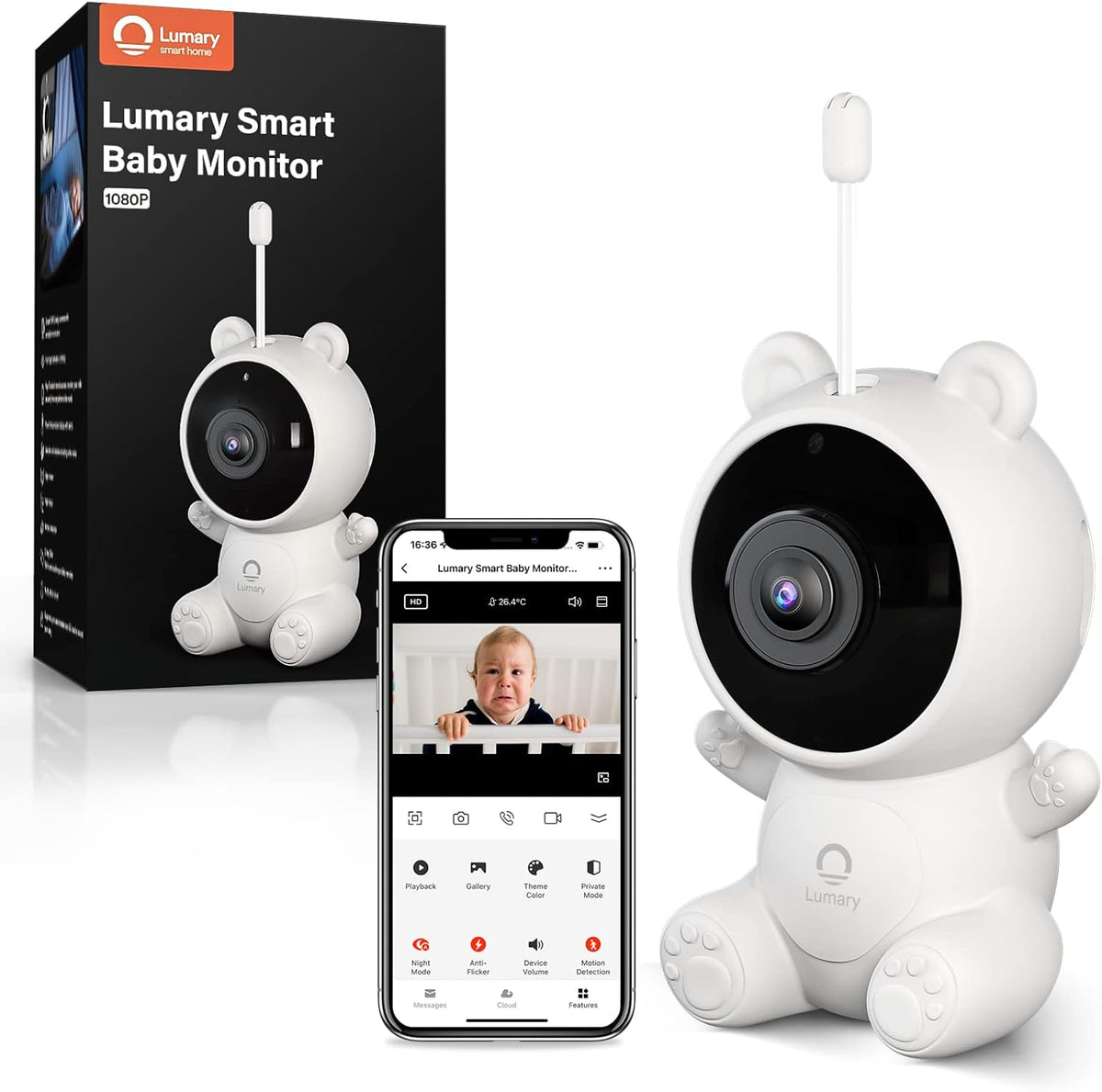 1080P WiFi Video Baby Monitor with Infrared Night Vision H6374