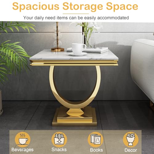 White Marble Coffee Table with Stainless Steel Pedestal X6720