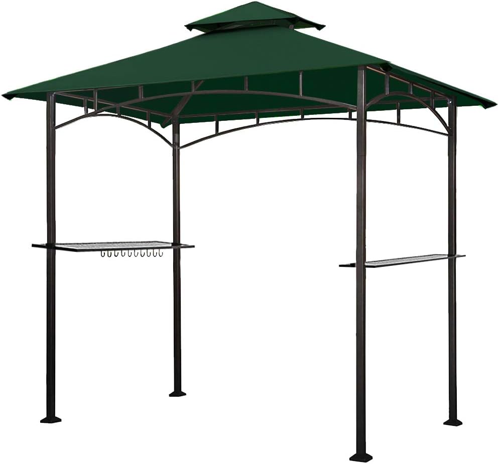 5x8 Grill Gazebo with Double Tier Canopy and Steel Frame H203928