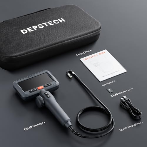 Dual Lens Articulating Endoscope Camera with Lights, 4.5" Screen, 5FT Flexible G457