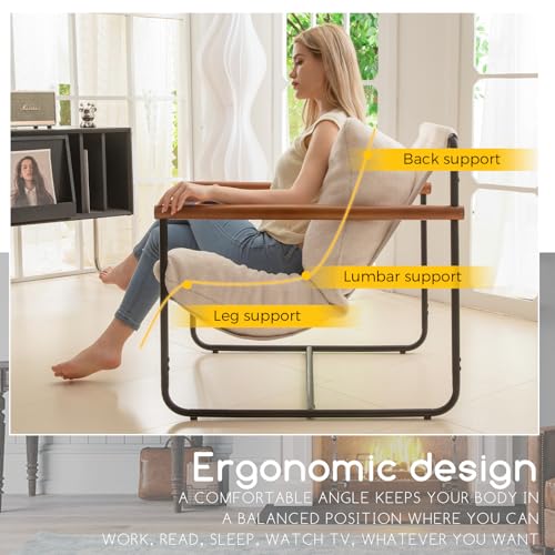 Beige Accent Chair with Wood Armrests G748506