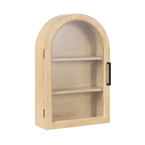 Natural Wood and White Arched Wall Cabinet Q739749