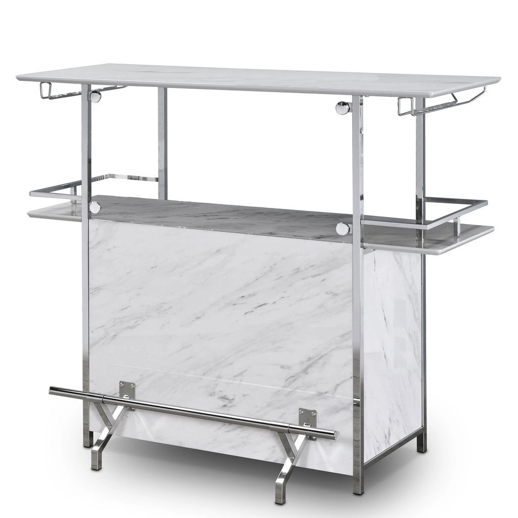 White and Chrome Bar Table K48433