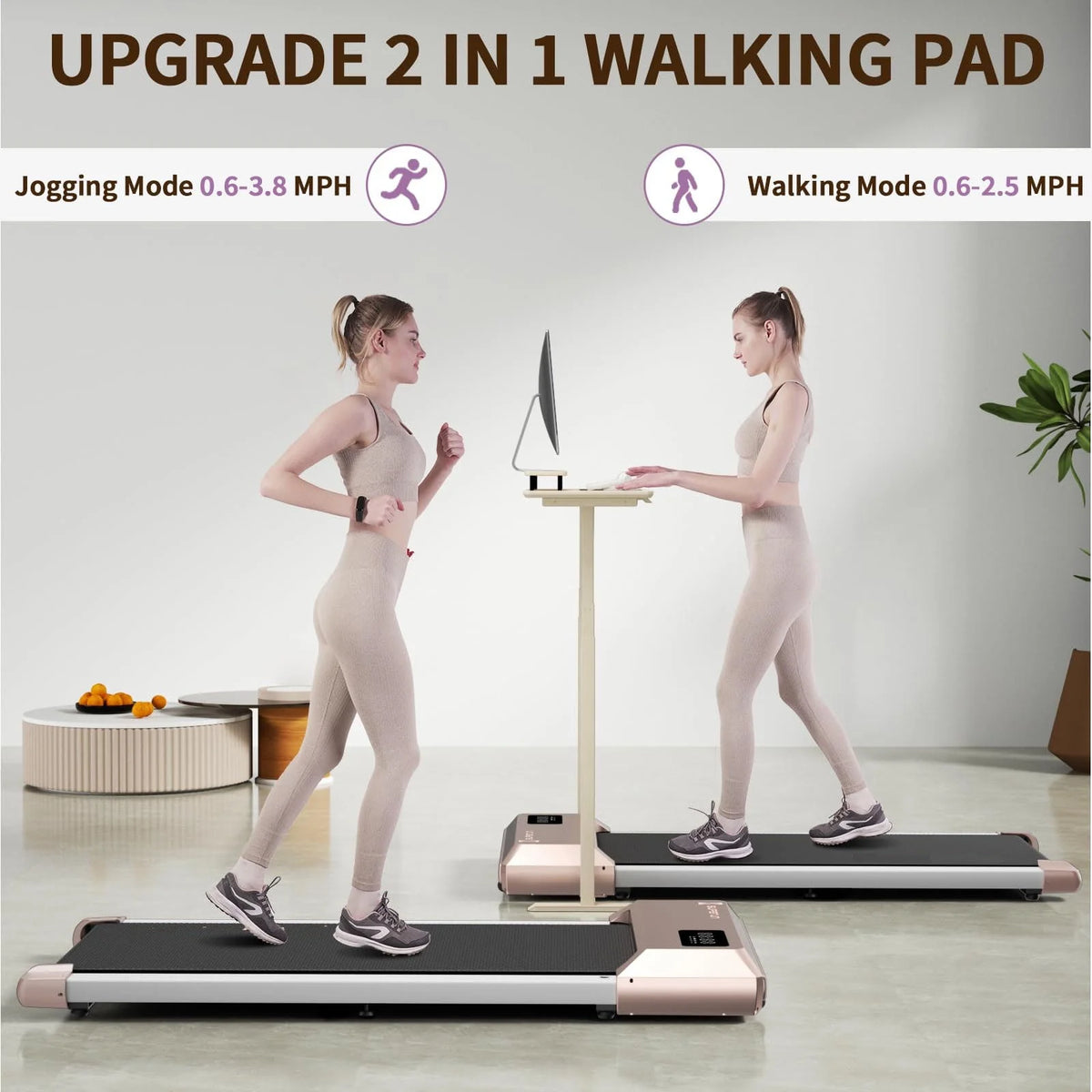 2.5Hp Ultra-Quiet Walking Pad Treadmill with Remote Control W665075