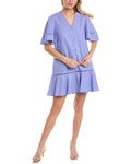 Blue Dotted Flounce Hem Mini Dress T2303