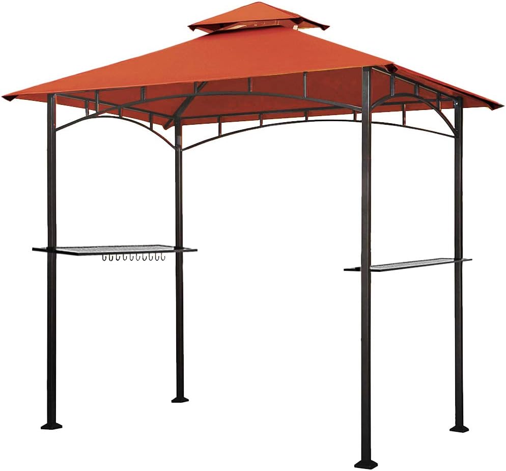 5x8 Grill Gazebo with Double Tier Canopy and Steel Frame H203928