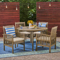 Gray Finish 4-Seater Round Acacia Dining Set L620