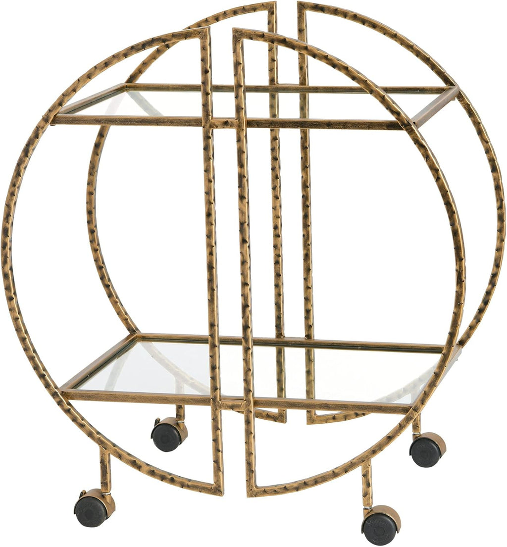 Hammered Brass Bar Cart K4132