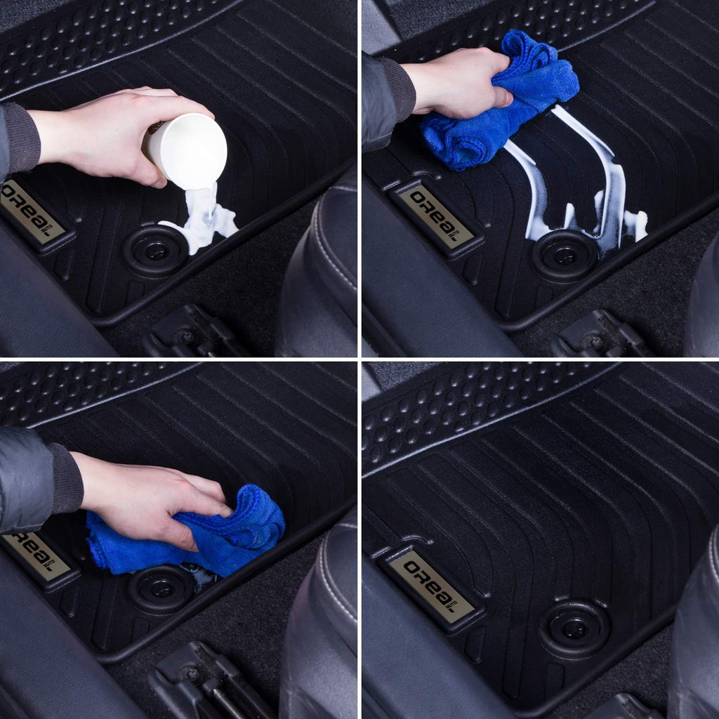 Black Heavy Duty All Weather Floor Mats Liners for Car Front and Rear O9062