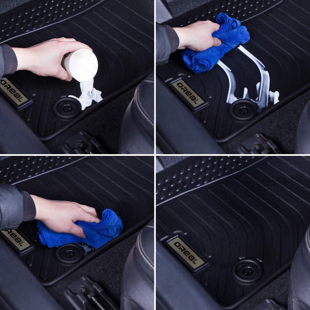 Black Heavy Duty All Weather Floor Mats Liners for Car Front and Rear O9062