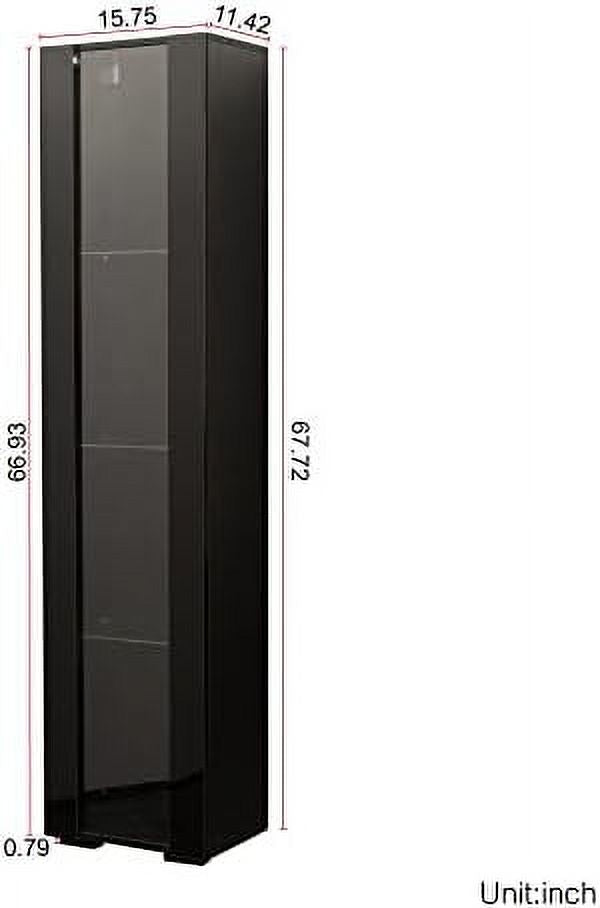 4-Tier Wooden Bookshelf Bookcase with Adjustable Shelves and LED Light H68143