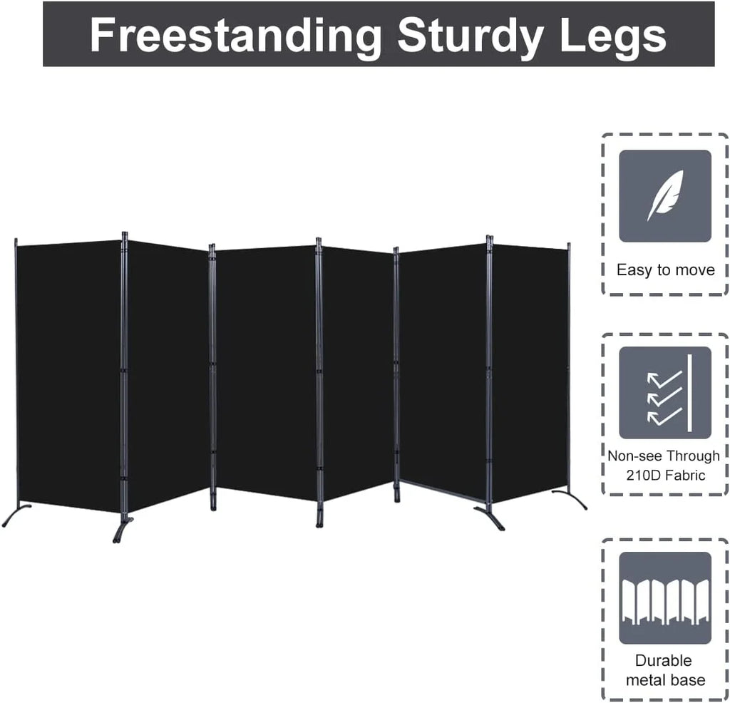 Black 6-Panel Folding Room Divider E4878