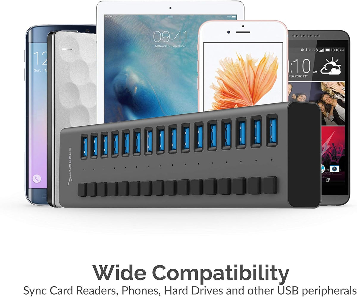 16-Port USB 3.0 Data Hub and Charger with Individual Switches S189