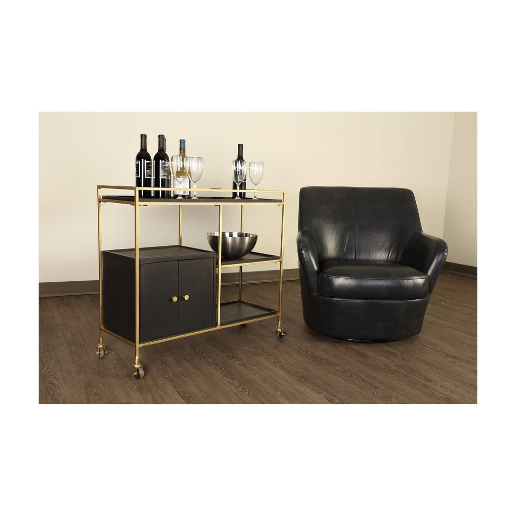 Black 3 Shelf 2 Door Cabinet Bar Cart M574154