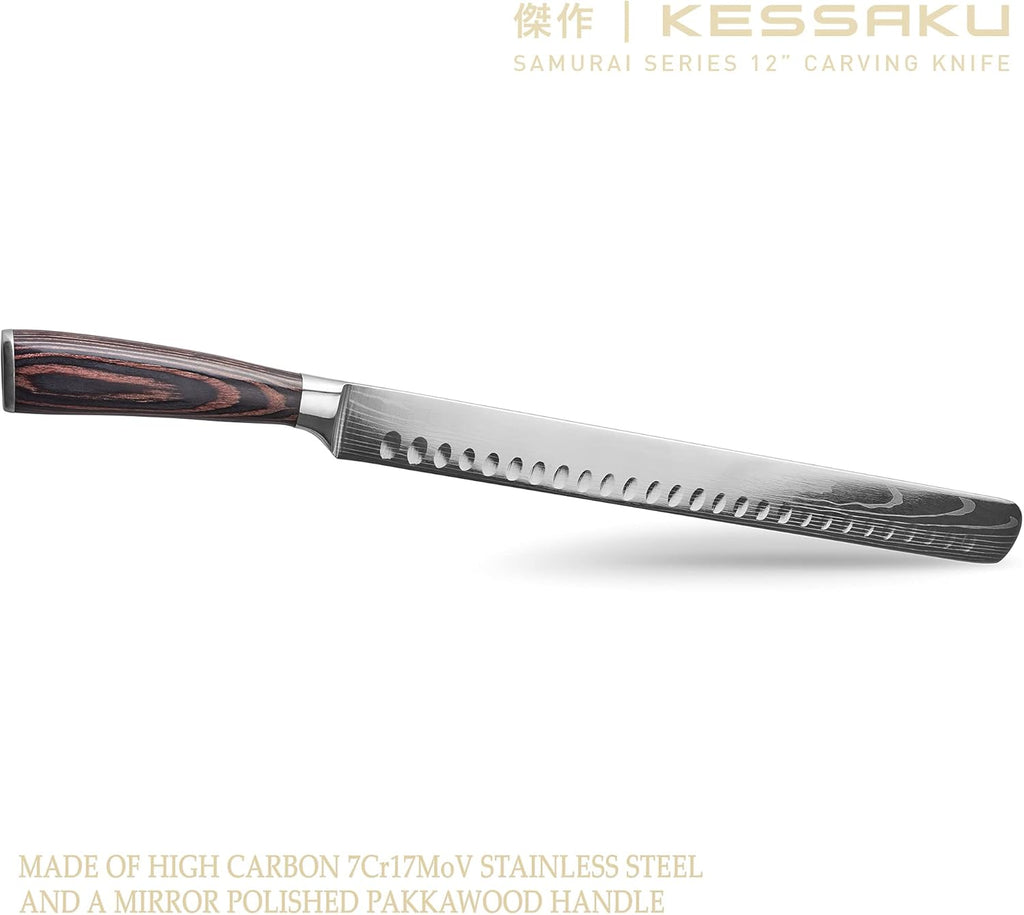 12-Inch Carving Slicing Knife & 6-Inch Meat Fork Set Forged High Carbon Stainless Steel with Blade Guard M860735