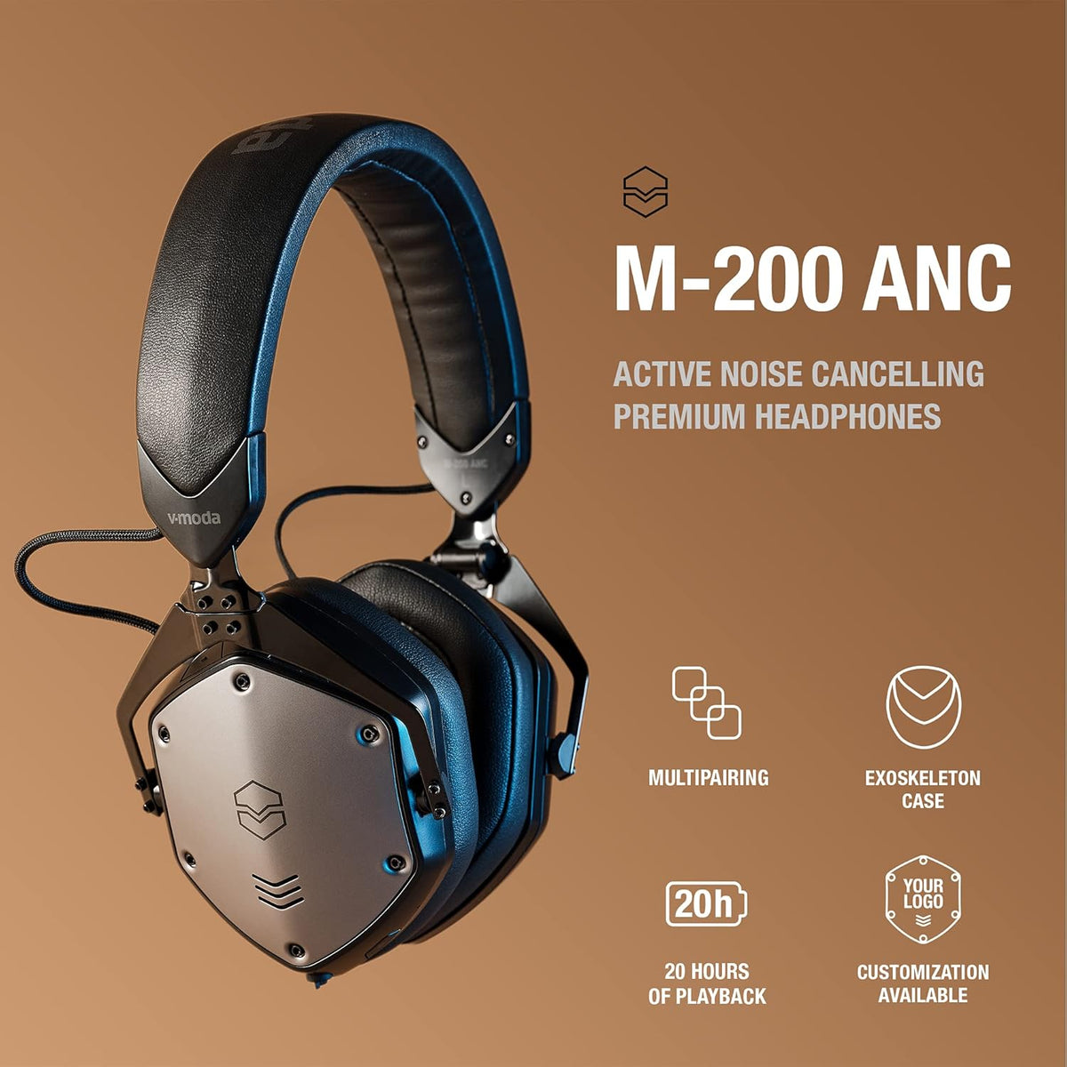 Matte Black Noise Cancelling Wireless Over-Ear Headphones H89244