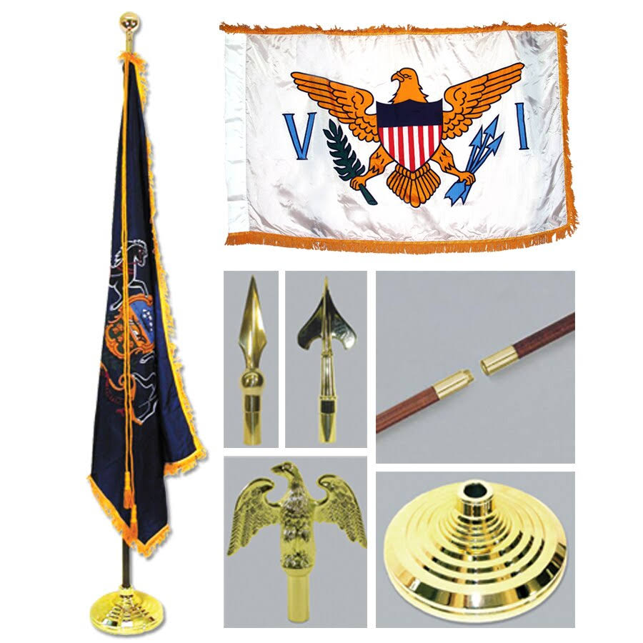 Virgin Islands Flag with Flagpole, Base, and Tassel D176243