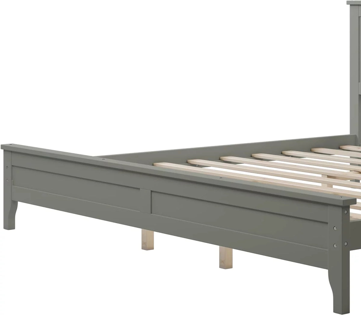 Gray Solid Wood Platform Bed Frame with Headboard X162859