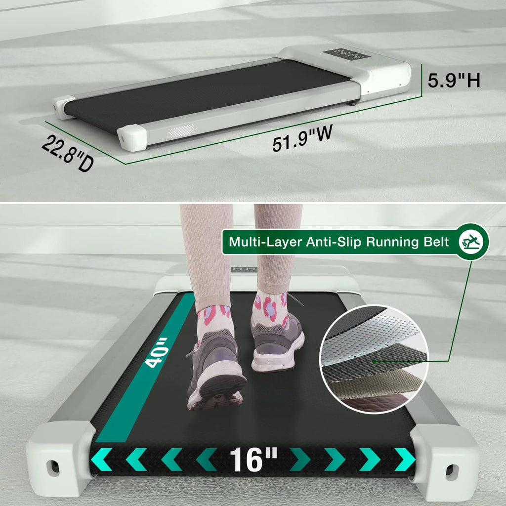 White Portable Under Desk Treadmill D463