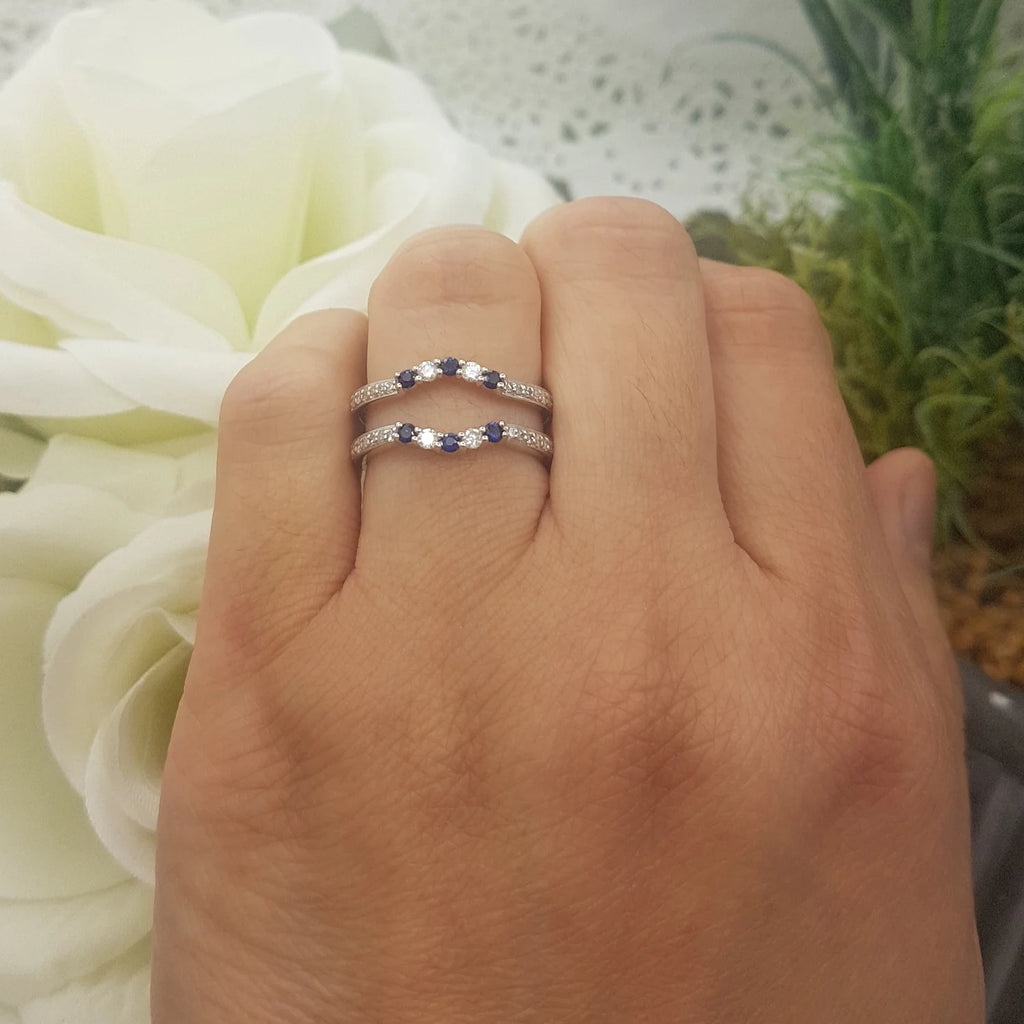 18K White Gold Sapphire Diamond Ring T8919