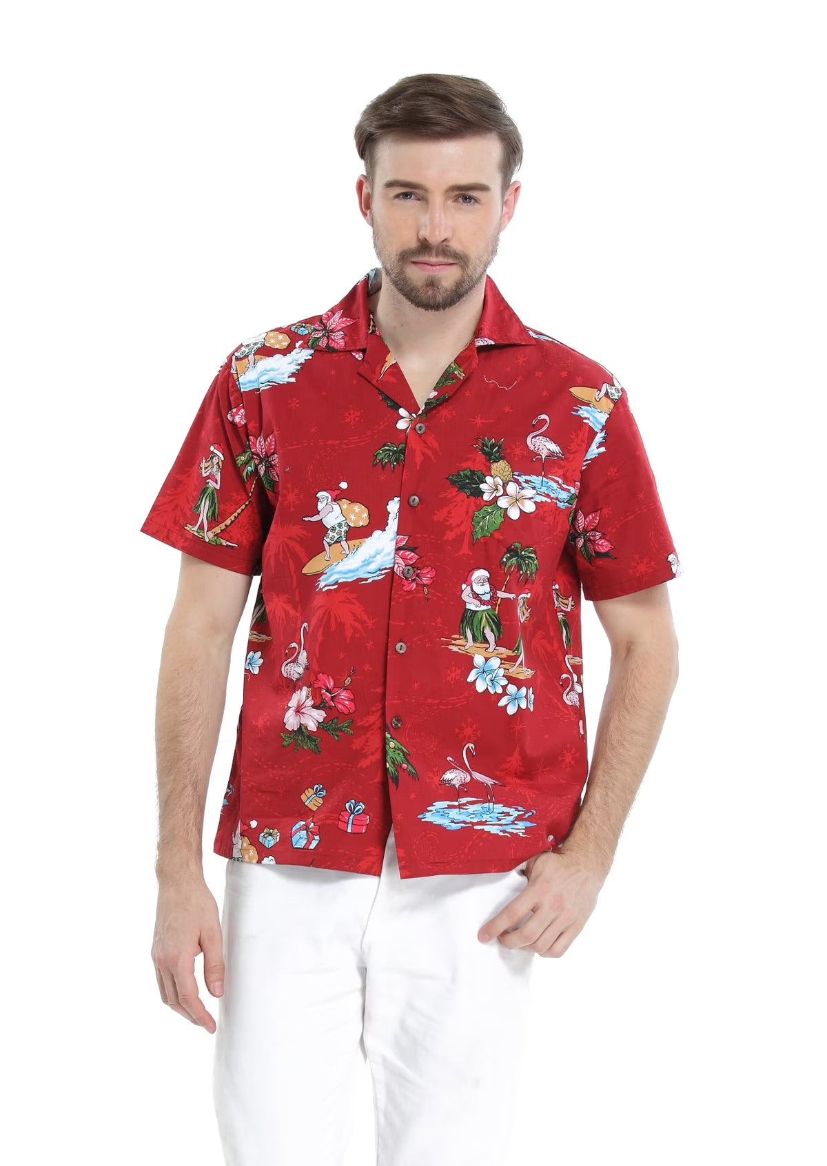 Santa Red Hawaiian Shirt I6580