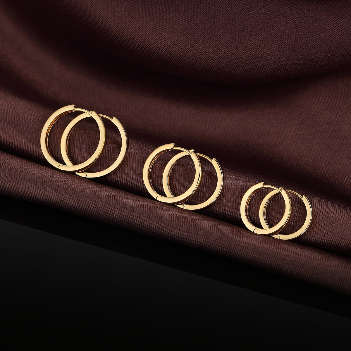 18k Gold Plated Small Hoop Earrings Stainless Steel K758948