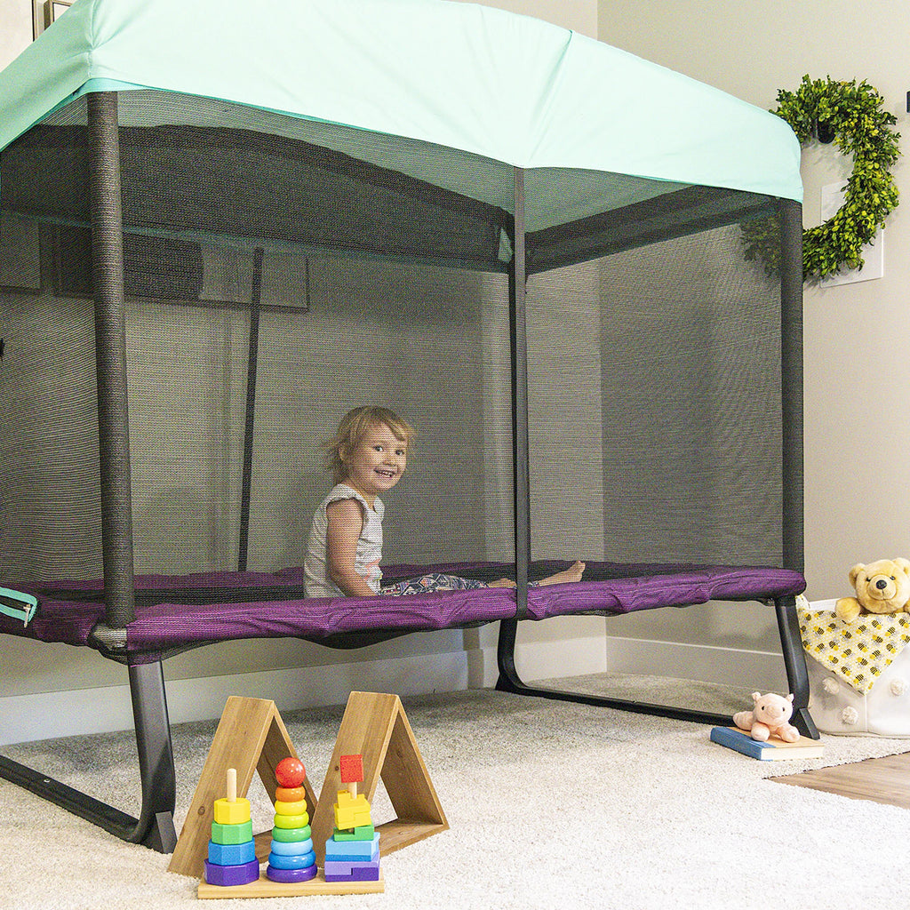 6x4ft Indoor Mini Trampoline with Net Enclosure Y939792