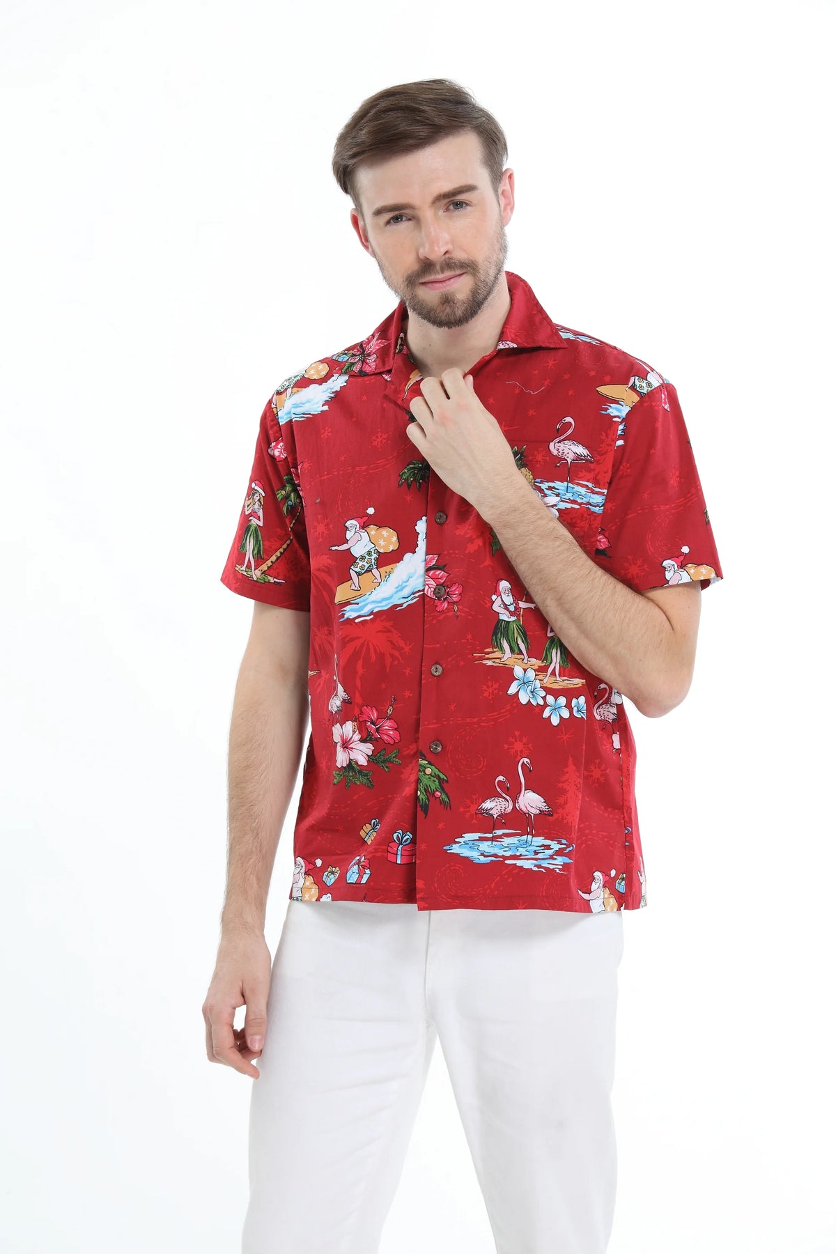 Santa Red Hawaiian Shirt I6580